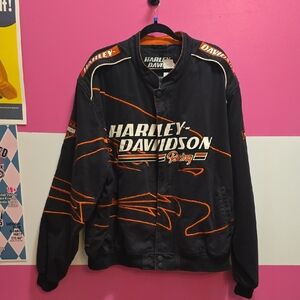 Harley-Davidson Screaming Eagle Men's Black and Orange Jacket